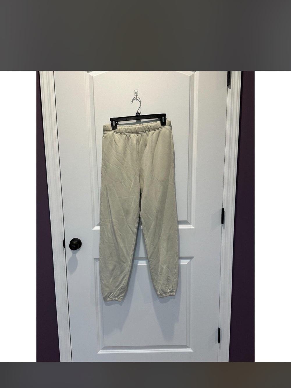 Women's Neutral Cream Elastic Waist Sweatpants